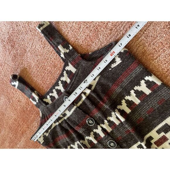 Women’s Boho Knit Mini Sleeveless Tunic Geometric Print Button Up Two Pockets - Picture 4 of 7